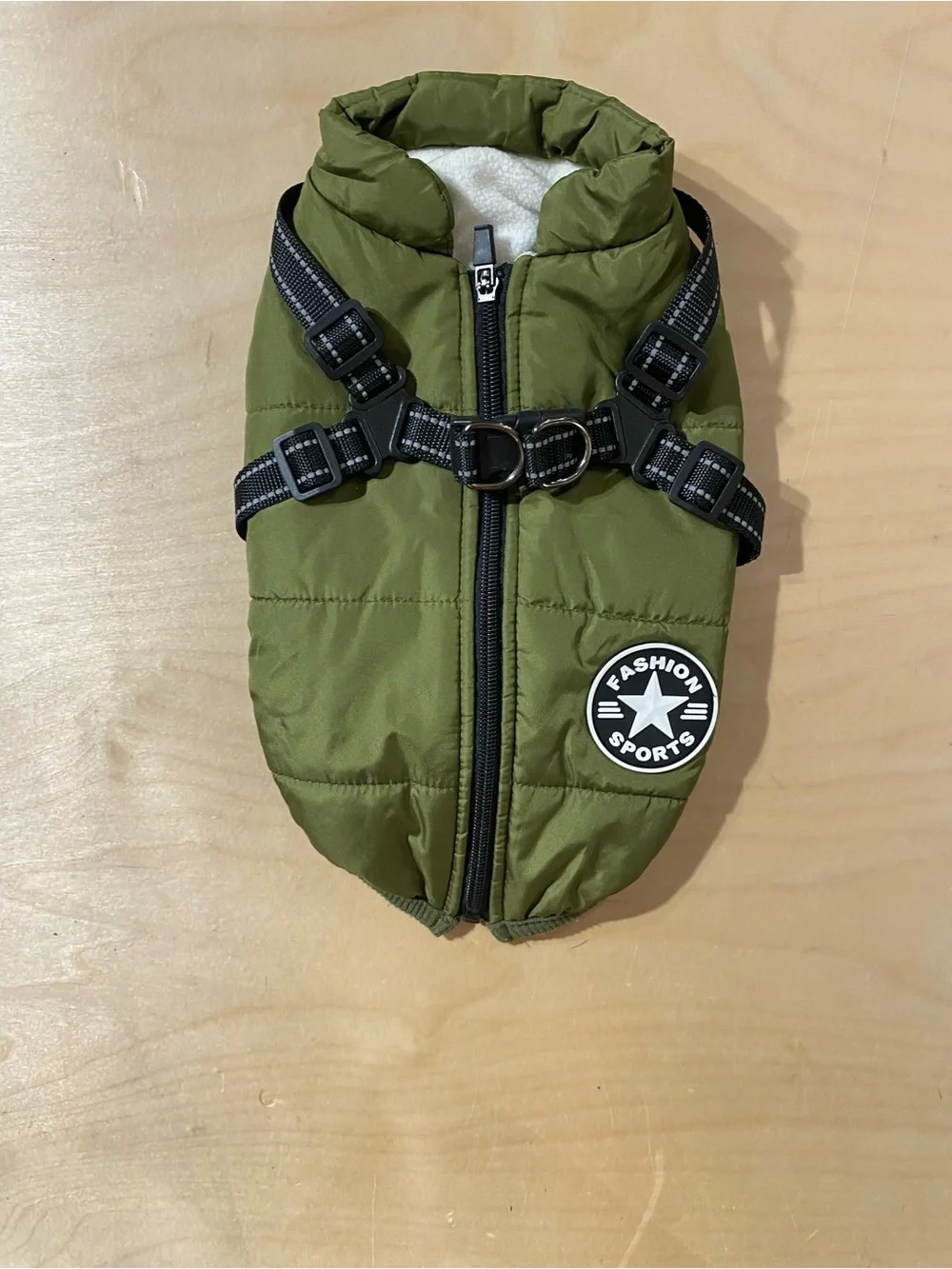 V.PET.B.R Olive Green Quilted Dog Harness Jacket Large (SU)